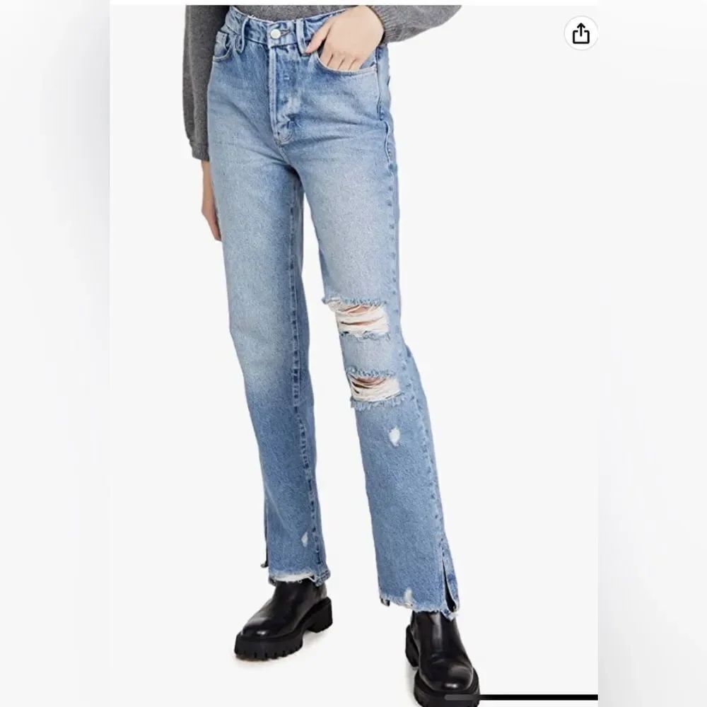 NEW Good American Good Boy Blue 536 high rise boyfriend button fly jeans 2/26